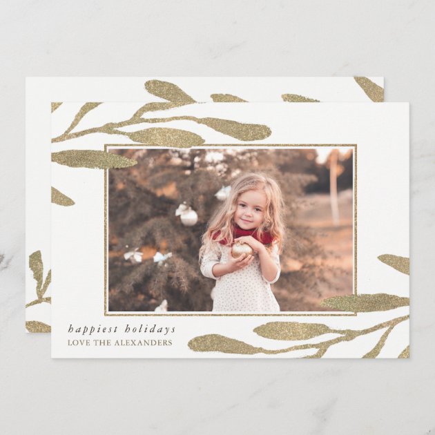 Faux Gold Frame Happy Holidays Photo Holiday Card