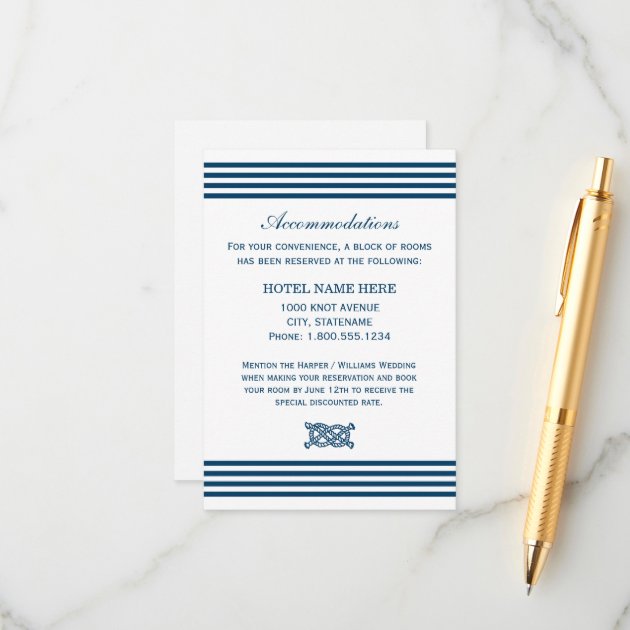 Wedding Accommodation Card | Nautical Stripes