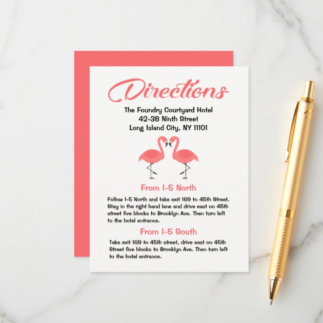 Pink Flamingo Wedding Directions Tropical Summer Enclosure Card