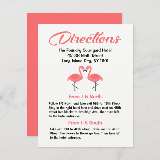 Pink Flamingo Wedding Directions Tropical Summer Enclosure Card