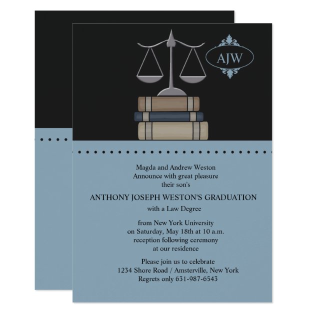 Scale Of Justice Blue, Law School Invitation