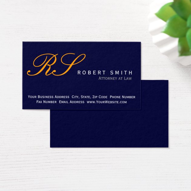Monogram Attorney At Law Blue Business Card