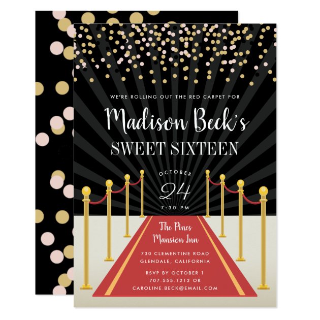 Hollywood Red Carpet Sweet Sixteen Invitation