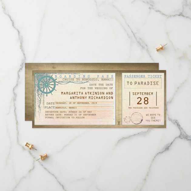 Save The Date Boarding Pass-vintage Tickets