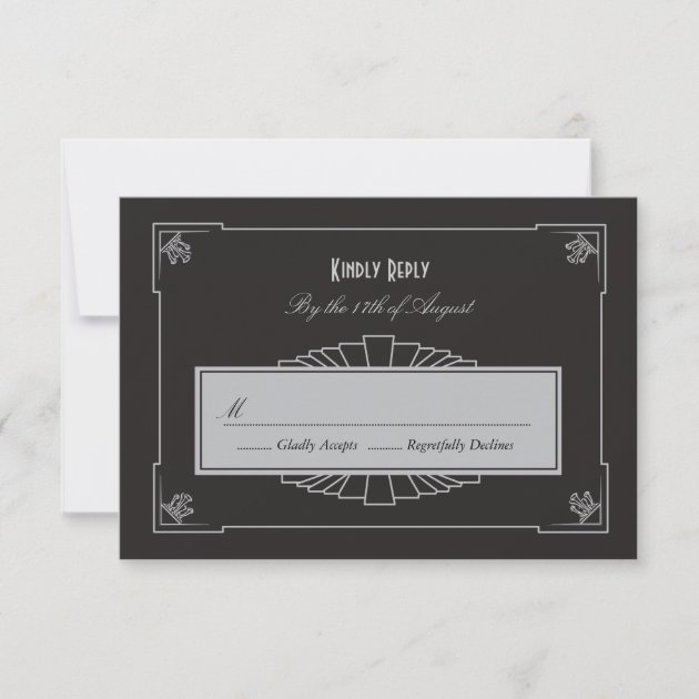 Art Deco Style RSVP Card (Silver)