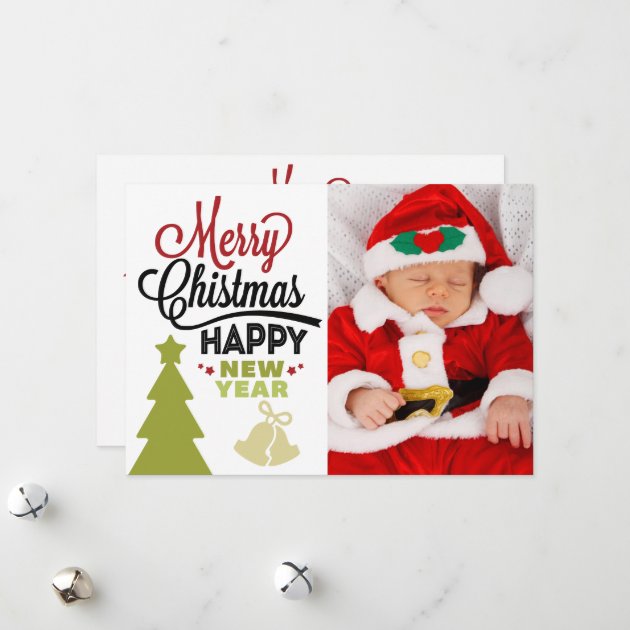 Merry Christmas New Year Photo Typography Card