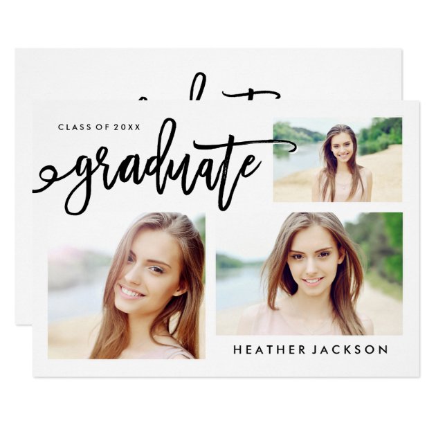 Graduate 2016 Trendy 3 Photo Collage Card