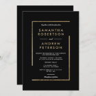Minimalist black white gold chic elegant wedding invitation | Zazzle