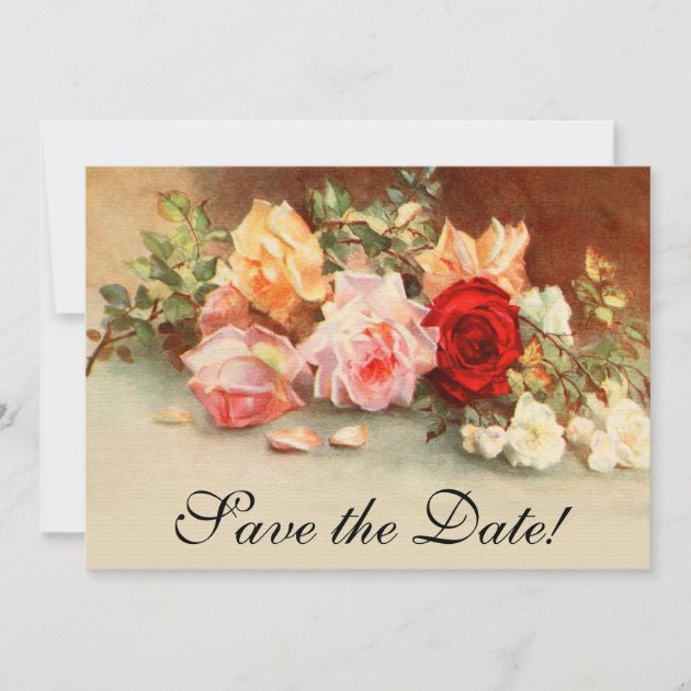 Vintage Wedding Antique Rose Flowers Save the Date