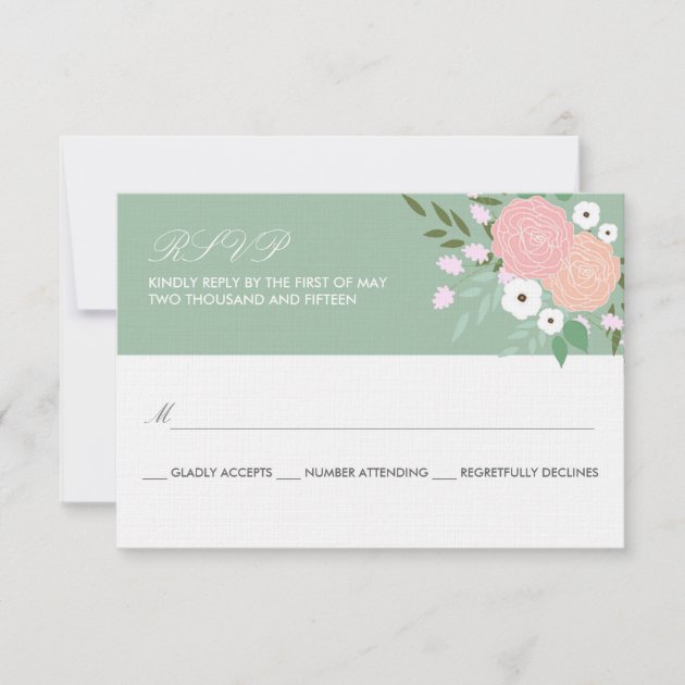 Elegant Floral RSVP Card - mint