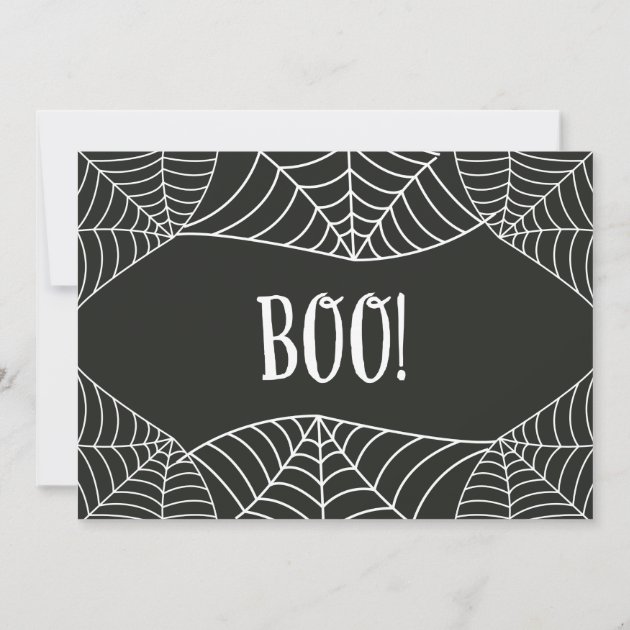 Halloween Spider Web Black And White Photo Card