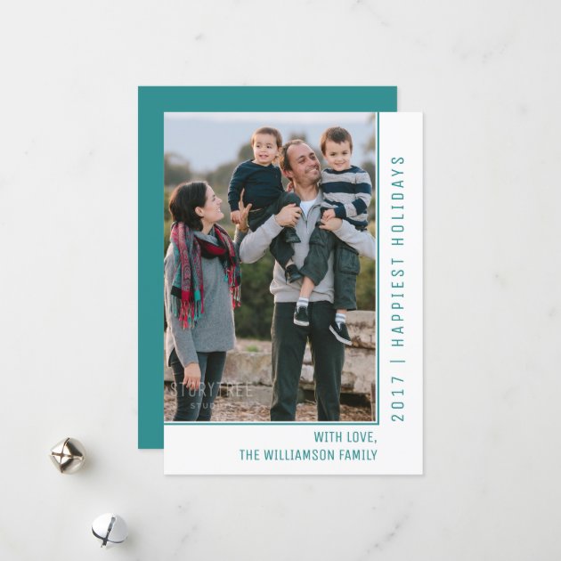 Simple Line Holiday Photo Card | Teal