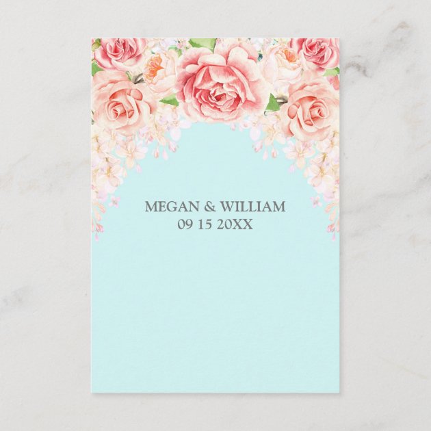 Pink Rustic Floral Blue Wedding Direction Insert