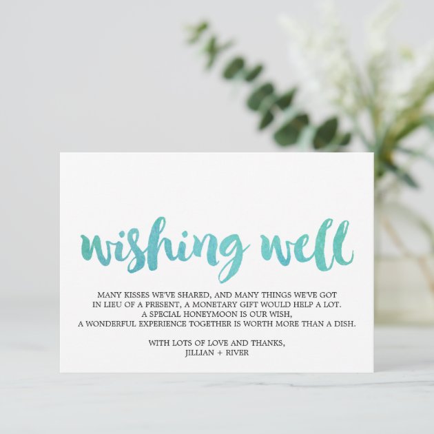 Watercolor Calligraphy Beach Wedding Wishing Well Enclosure Card