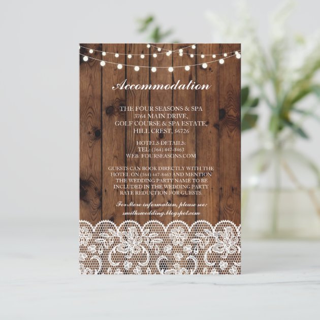 Lace Accommodation Wood Lights Wedding Cards