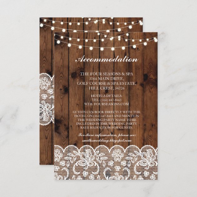 Lace Accommodation Wood Lights Wedding Cards