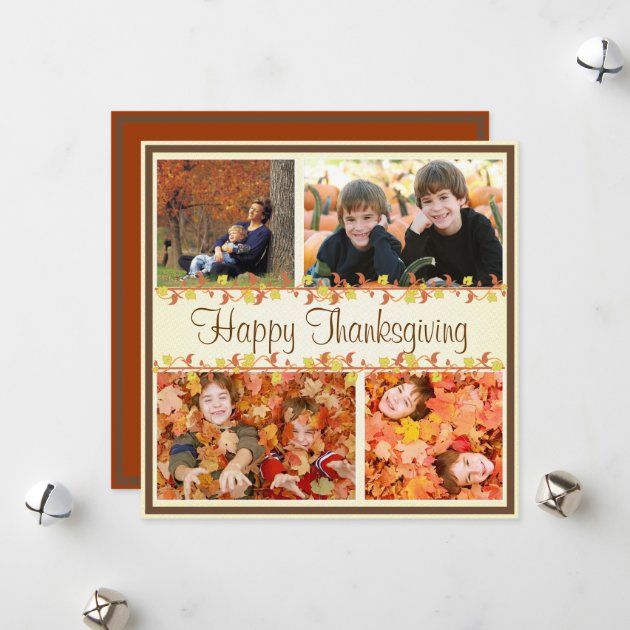 Happy Thanksgiving Photo Card Collage Autumn Leaf