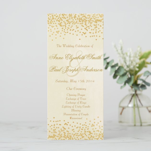 Gold Confetti Wedding Program Vintage