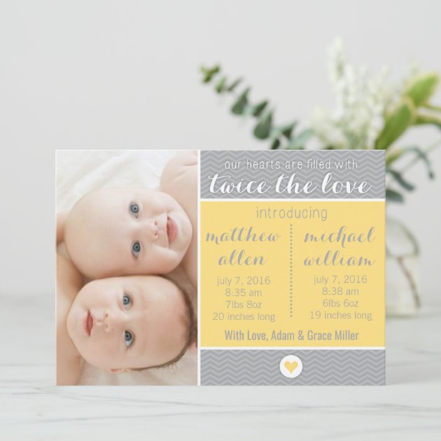 Birth Announcement - Twins, Twice The Love