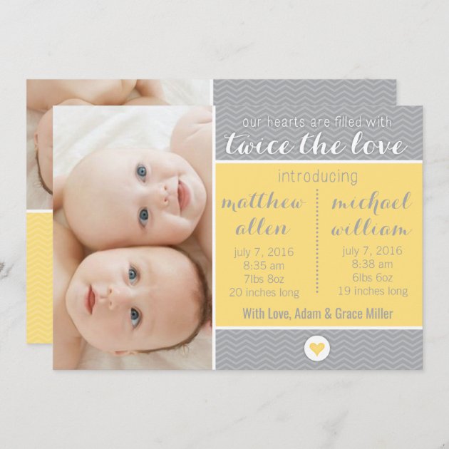 Birth Announcement - Twins, Twice The Love