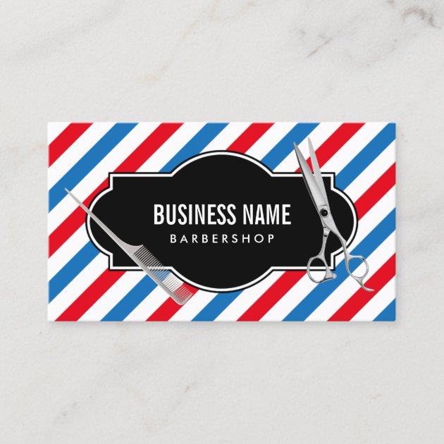 Simple Plain Scissor & Comb Barber Business Card (front side)