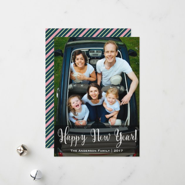New Year Striped Photo Card