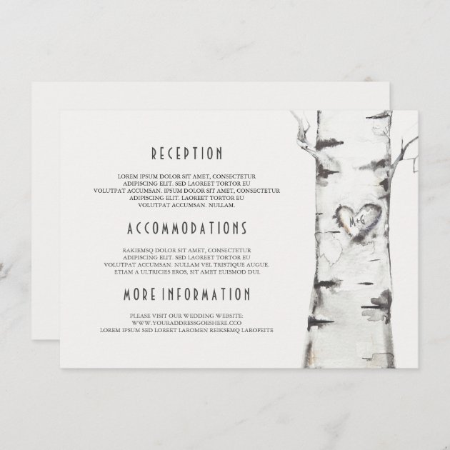 Rustic Birch Tree Watercolor Wedding Information Enclosure Card