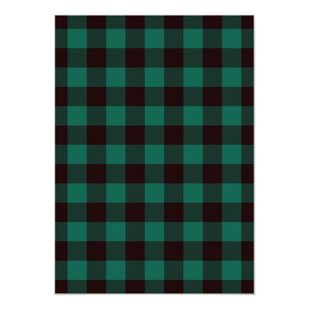 Green Buffalo Plaid Winter Forest Holiday Party Invitation