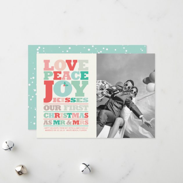 Love Peace Joy First Christmas Mr & Mrs Photo Card