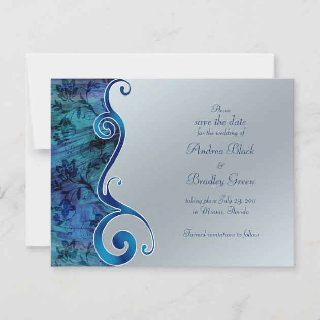 Blue and Silver Reflections Save the Date Card