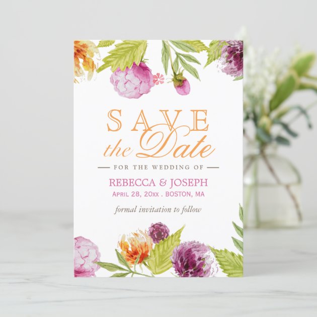 Wedding Save The Date Modern Spring Floral