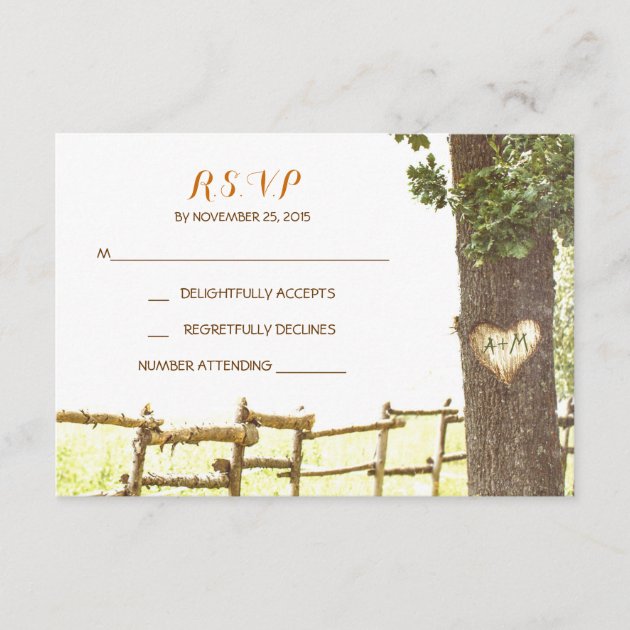 Love Tree Countryside Wedding RSVP Cards