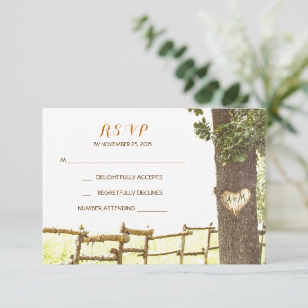 Love Tree Countryside Wedding RSVP Cards