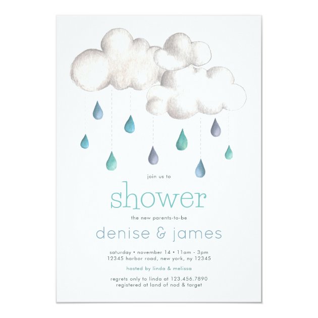 Doubly Cloudy With A Chance Of A Baby Shower Invitation