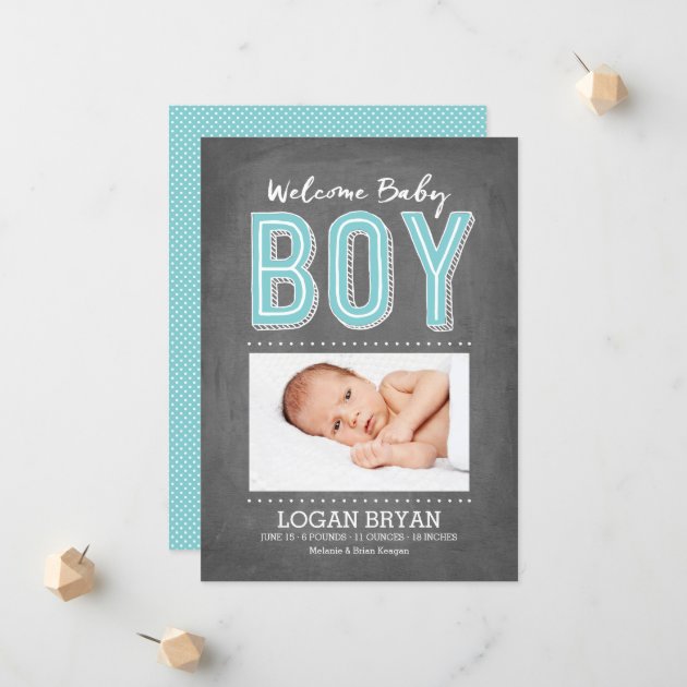 Baby Boy Chalkboard | Birth Announcement