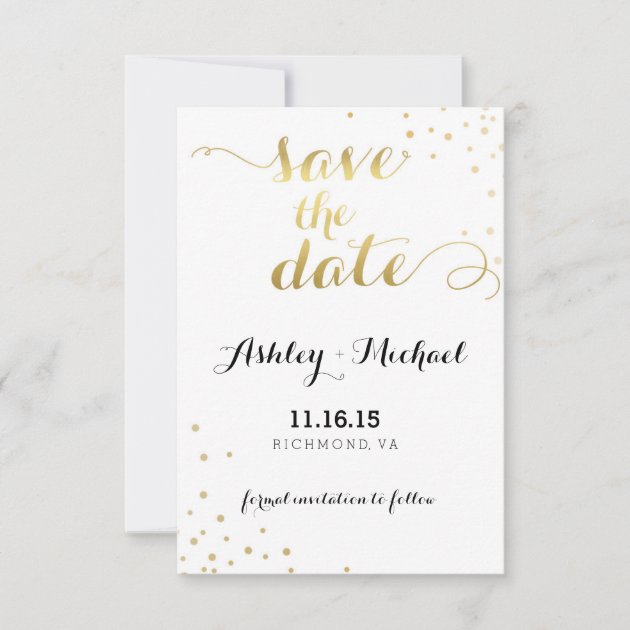 Modern Faux Gold Foil Glamour Save The Date