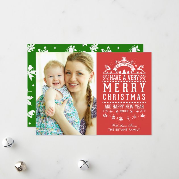 Joy To The World Typography Merry Christmas Photo Holiday Card