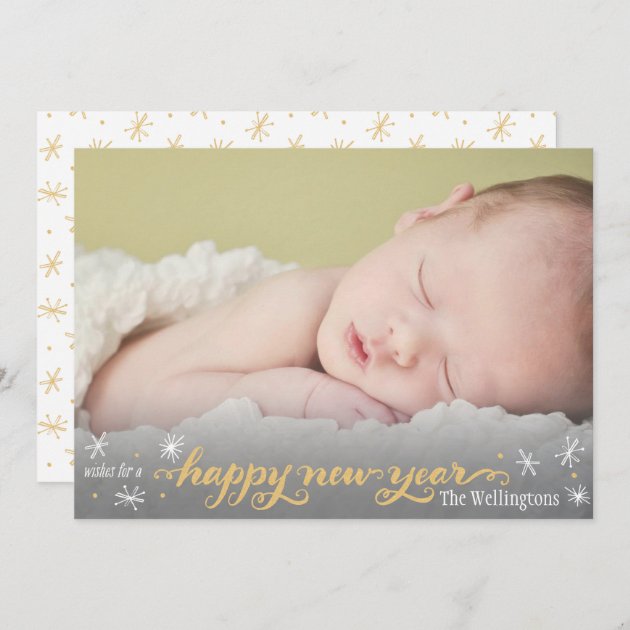 Golden New Year Greeting Card