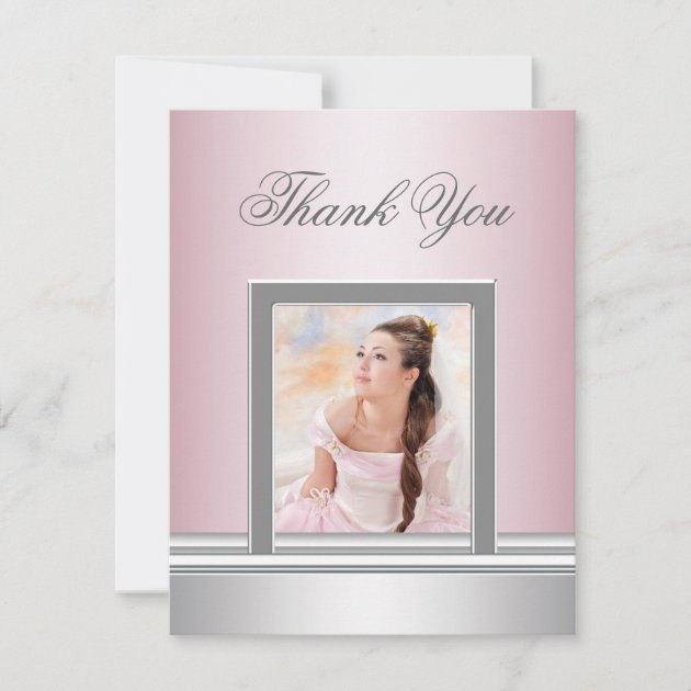 Pink Photo Thank You Card RSVP All Purpose