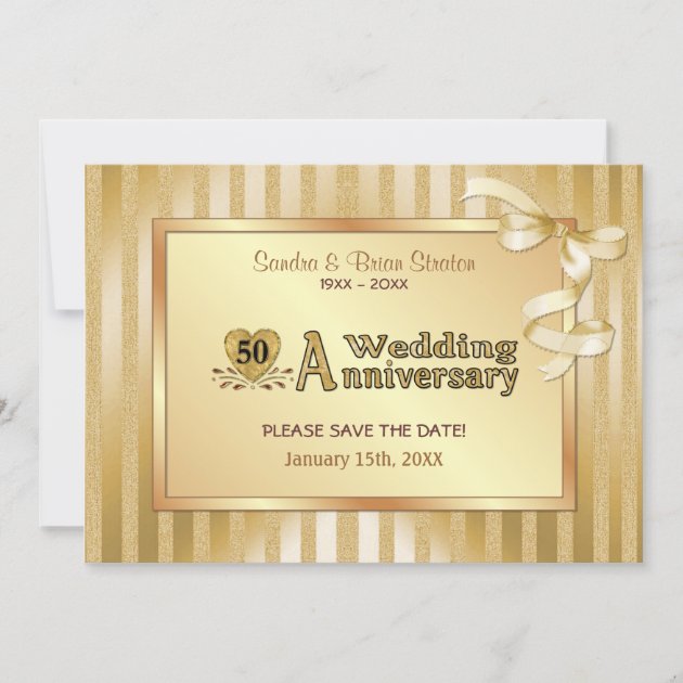 50th Wedding Anniversary - Gold Save The Date