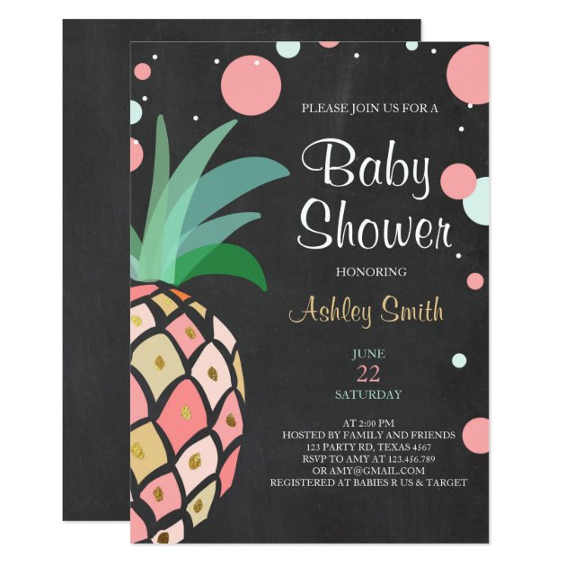 Pineapple Baby Shower Invitation Tropical Bridal