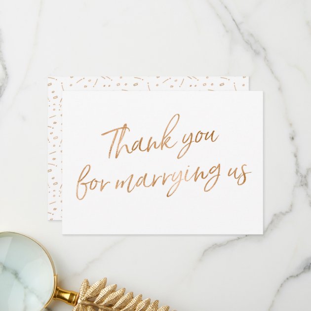 Gold Rose "Thank You For Marrying Us" Thank You Card