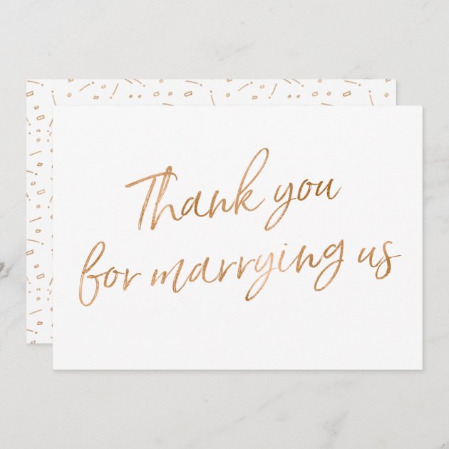 Gold Rose "Thank You For Marrying Us" Thank You Card