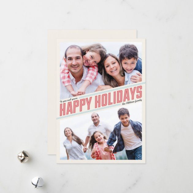 Slanted Happy Holidays 2 Photo Card
