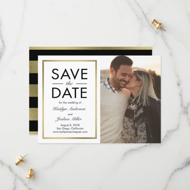 Chic Border EDITABLE COLOR Save The Date Card