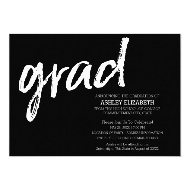 Modern Graduate Custom Trendy Black Grad Invitation