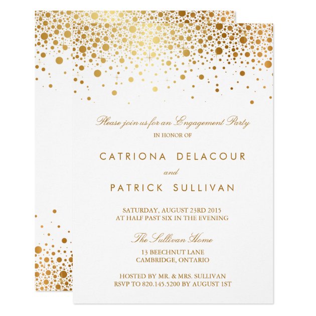Faux Gold Foil Elegant Engagement Party Invitation