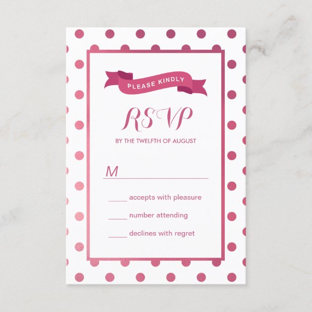 Pink White Polka Dots RSVP Respond Card