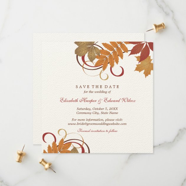 Save The Date | Autumn Falling Leaves