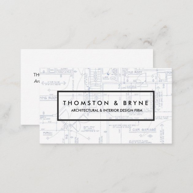 Home Construction and Architect Blueprint Business Card (back side)